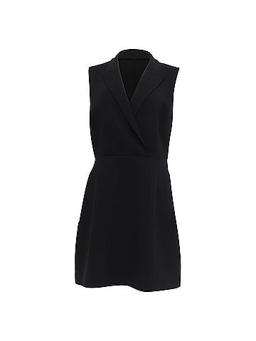 Theory  Theory Wrap-Effect Mini Dress in Black Triacetate  (view 1)
