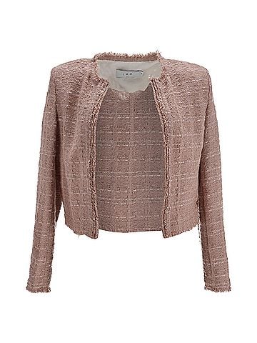 IRO Iro Shavani Fringe Jacket in Pink Cotton (view 1)