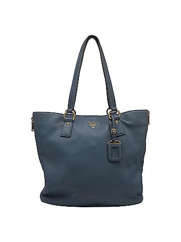 Prada Prada Vitello Daino Tote Bag in Blue Leather (view 1)
