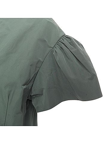 Dries Van Noten DRIES VAN NOTEN 2017 Runway green taffeta darted neck flutter sleeve top FR36 S (view 2)