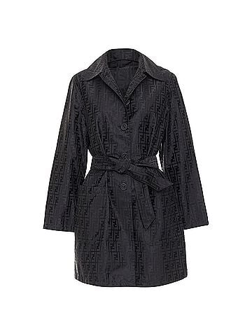 Fendi FENDI 1990s Vintage black cotton nylon FF Zucca monogram belt trench coat IT40 S (view 1)