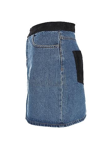 Victoria Beckham  Victoria Beckham Contrast Mini Denim Skirt in Blue Cotton (view 2)