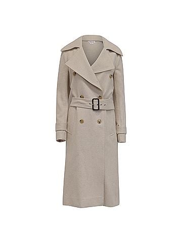 Victoria Beckham Victoria Beckham Double-Breasted Trench Coat in White Cotton (view 1)