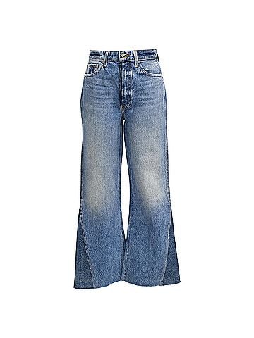 Khaite Khaite Layla High-Rise Flared Jeans in Blue Cotton (view 1)
