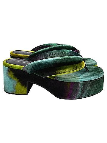Dries Van Noten Dries Van Noten Thong Platform Sandals in Multicolor Velvet  (view 1)