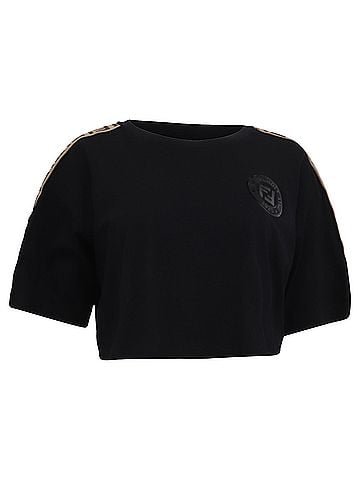 Fendi Fendi Fendirama Cropped T-Shirt in Black Cotton  (view 1)