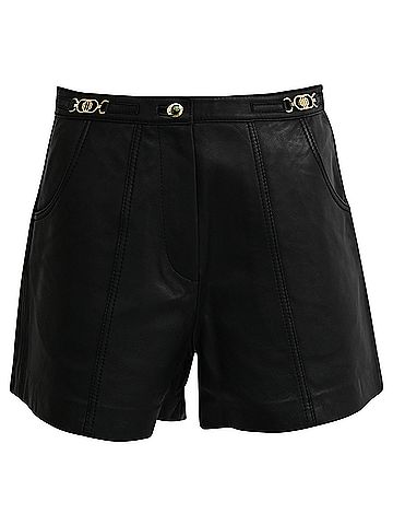 Maje Maje Imori High-Waisted Shorts in Black Leather (view 1)