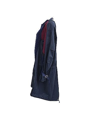 Sacai Sacai Cable-Knit Layered Effect Mini Dress in Navy Blue Wool (view 2)