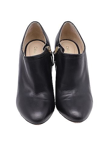 Chloé  Chloé Back Plated Accent Ankle Boots in Black Leather (view 2)