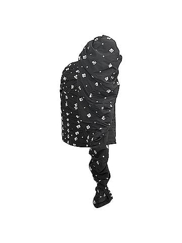 Self-Portrait Self-Portrait Sequin-Embellished Puff-Sleeve Ruched Top in Black Polyester (view 2)