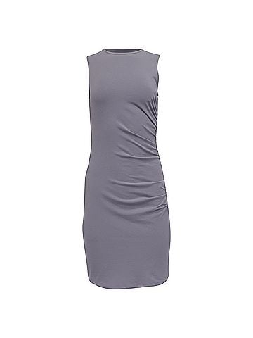 Theory  Theory Gathered Sleeveless Mini Dress in Grey Cotton (view 1)