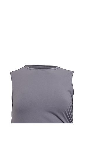Theory  Theory Gathered Sleeveless Mini Dress in Grey Cotton (view 2)