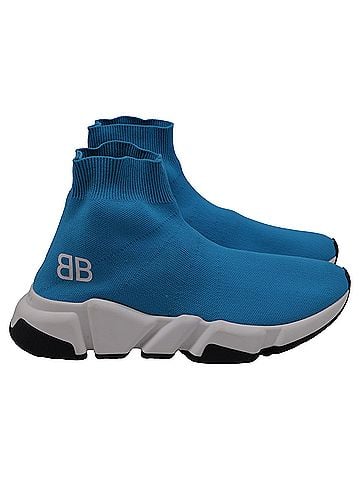 Balenciaga  Balenciaga Speed Trainer Shoes in Blue Polyester (view 1)
