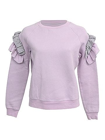 Stella McCartney Stella McCartney Shoulder Ruffle Sweatshirt in Pastel Purple Cotton (view 1)