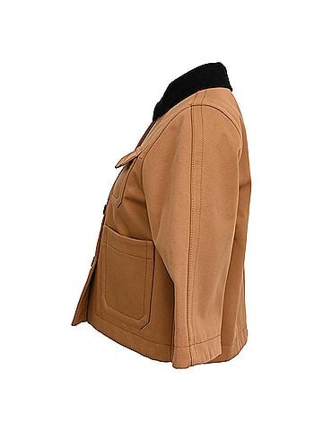 Loewe Loewe Corduroy Collar Quarter Sleeve Short Shirt Jacket In Brown Cotton (view 2)
