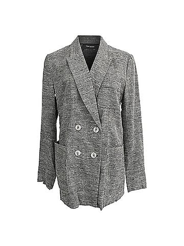 Isabel Marant Isabel Marant Kelis Double-Breasted Blazer in Grey Silk (view 1)