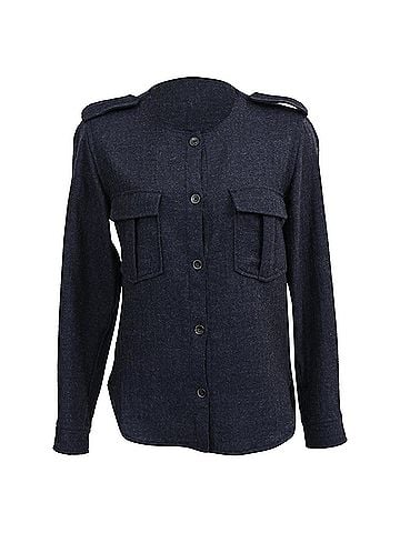 Isabel Marant Isabel Marant Buttoned Blouse in Navy Blue Wool (view 1)