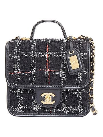 Chanel CHANEL 22K Small Flap Tweed School Memory black tweed gold crossbody bag (view 1)