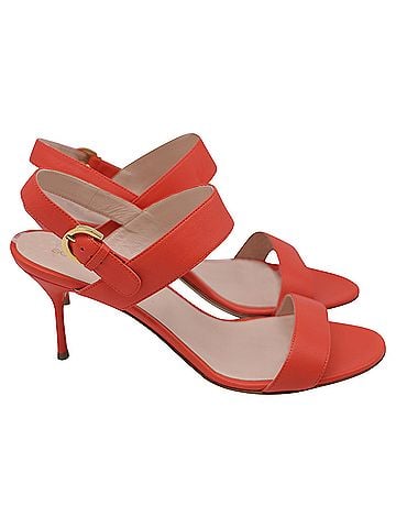 Sergio Rossi  Sergio Rossi Slingback Sandal Heels in Orange Leather (view 1)