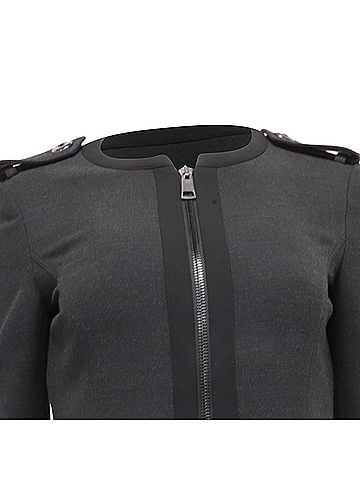 Burberry Burberry Zip-Up Collarless Jacket in Dark Grey Polyester  (view 2)