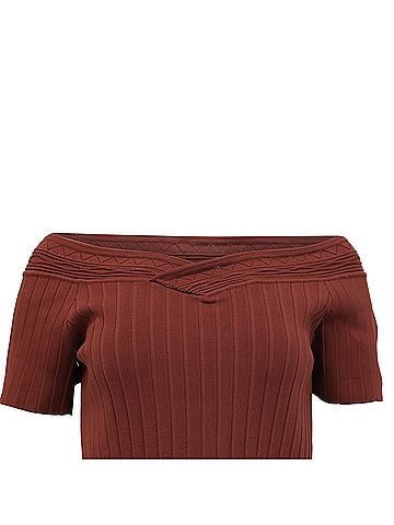 Sandro  Sandro Lottie Off-Shoulder Dress in Burgundy Viscose (view 2)