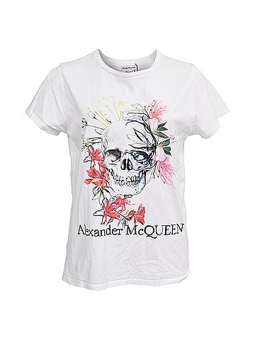 Alexander McQueen Alexander McQueen Skull Printed T-Shirt in White Cotton (view 1)