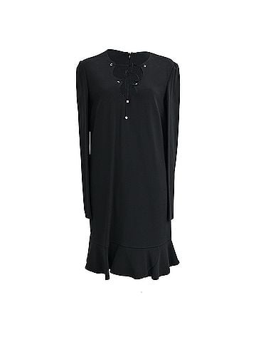 Emilio Pucci Emilio Pucci Tie-Up Detail Cady Flounce Dress in Black Viscose (view 1)