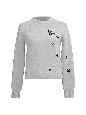 Loewe Loewe + Suna Fujita Embroidered Sweater In White Wool (view 1)