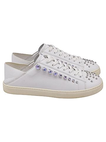 Stuart Weitzman Stuart Weitzman Goldie Shine Convertible Low-Top Sneakers n White Leather (view 1)