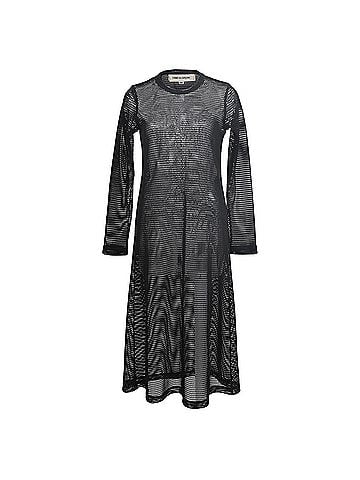 Comme des Garçons Comme Des Garçons Mesh Long Sleeve Midi Dress in Black Polyester (view 1)