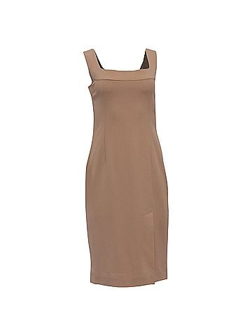 Dolce & Gabbana  Dolce & Gabbana Square-Neck Sleeveless Midi Dress in Beige Viscose (view 1)