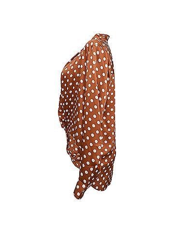 Caroline Constas Caroline Constas Polka Dot Twist Front Blouse in Brown Silk (view 2)