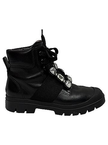 Roger Vivier Roger Vivier Walky Viv' Crystal-Embellished Ankle Boots in Black Leather (view 1)