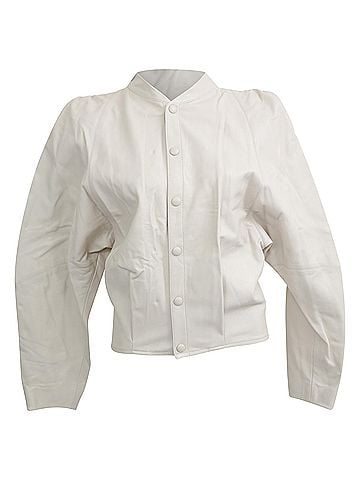 Isabel Marant Isabel Marant Button-Down Jacket in White Leather (view 1)