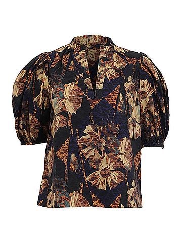 Ulla Johnson Ulla Johnson V-Neck Blouse in Floral Print Cotton (view 1)