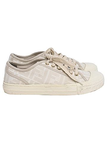 Fendi Fendi Domino Low Top Sneakers in White Canvas (view 1)