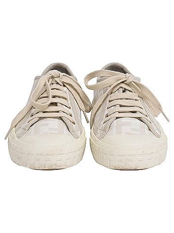 Fendi Fendi Domino Low Top Sneakers in White Canvas (view 2)