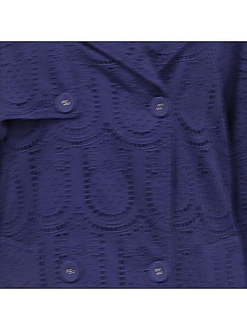 FARM Rio  Farm Rio Eyelet Double-Breasted Trench Coat in Navy Blue Cotton (view 2)