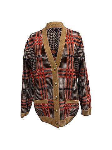 Gucci Gucci Love Parade Checked Jacquard Cardigan in Beige Wool (view 1)