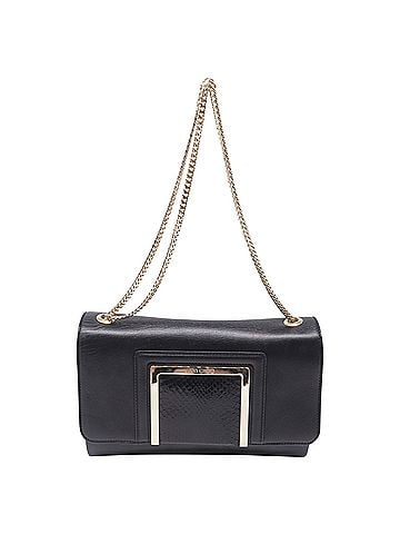 Jimmy Choo Jimmy Choo Alba Snakeskin-Trimmed Shoulder Bag in Black Leather (view 1)