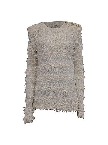 Balmain  Balmain Knitted Crewneck Sweater in White Cotton (view 1)