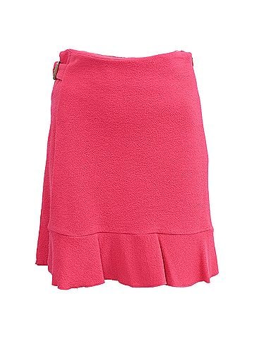 Moschino Boutique Moschino Ruffled Crepe Mini Skirt in Pink Wool (view 1)