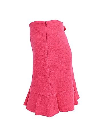 Moschino Boutique Moschino Ruffled Crepe Mini Skirt in Pink Wool (view 2)