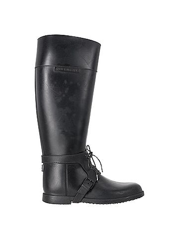 Givenchy Givenchy Lace-Up Accent Knee-High Rain Boots in Black Rubber (view 1)