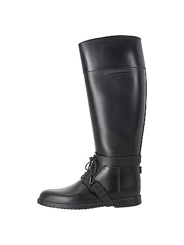 Givenchy Givenchy Lace-Up Accent Knee-High Rain Boots in Black Rubber (view 2)