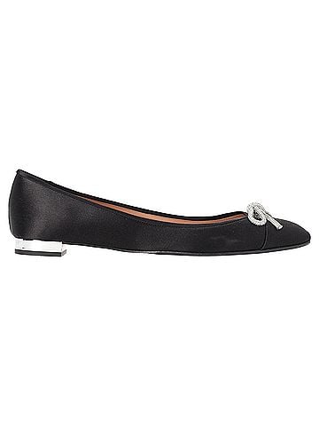 Aquazzura  Aquazzura Parisina Crystal Embellished Ballet Flats in Black Satin (view 1)
