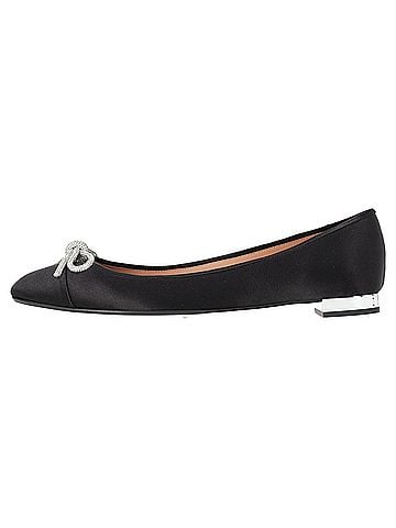 Aquazzura  Aquazzura Parisina Crystal Embellished Ballet Flats in Black Satin (view 2)