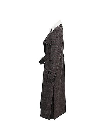 Fendi Fendi Gingham Double-Breasted Coat in Brown Wool (view 2)