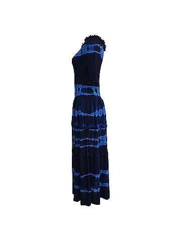 Altuzarra  Altuzarra Tie-Dye Accent Midi Dress in Navy Blue Viscose (view 2)