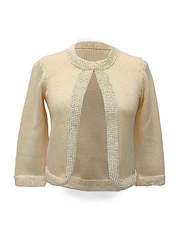 Chanel  Chanel Knitted Sequin-Embellished Cardigan in Cream Wool (view 1)